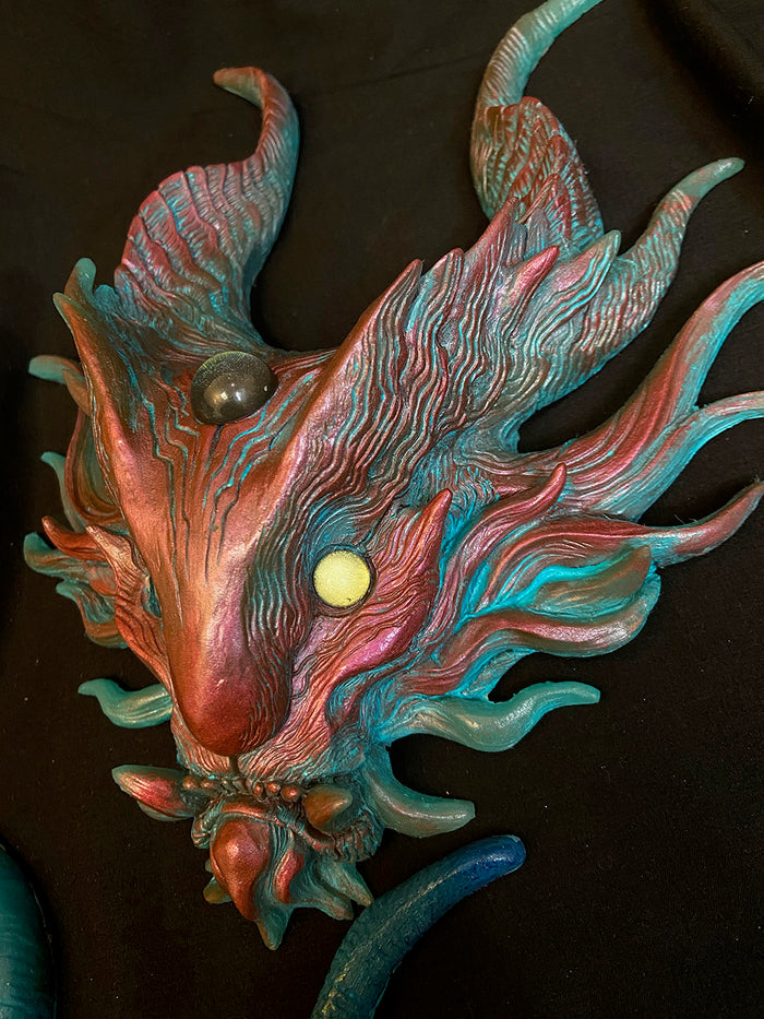 PANOPTES BEAST WALL SCULPTURE- COPPER AND TEAL