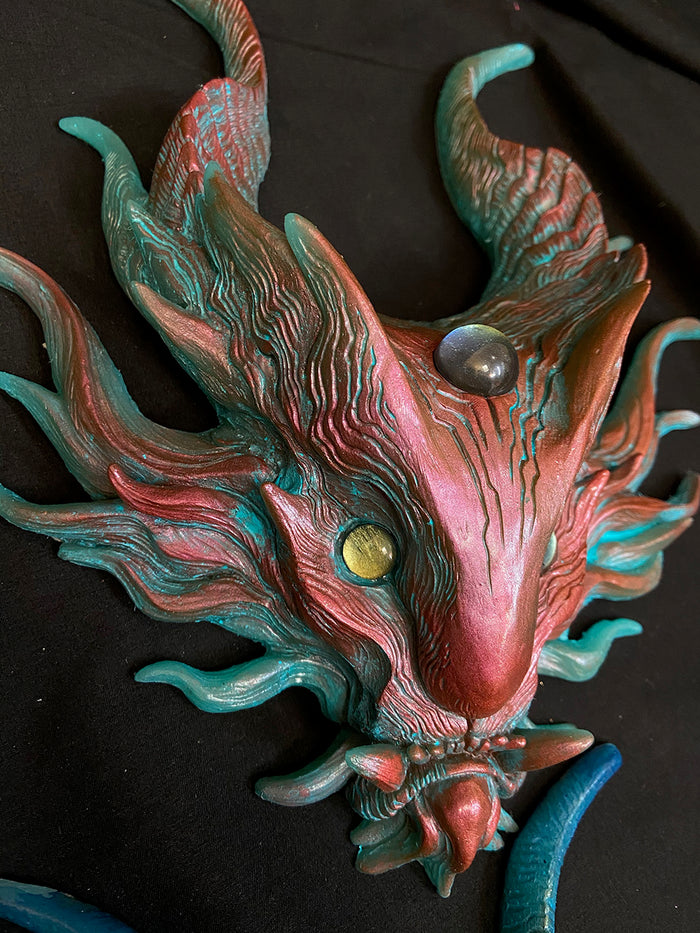 PANOPTES BEAST WALL SCULPTURE- COPPER AND TEAL