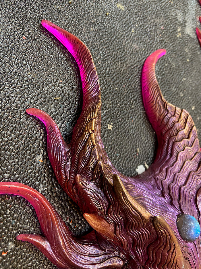 PANOPTES BEAST WALL SCULPTURE- REDS/PURPLES