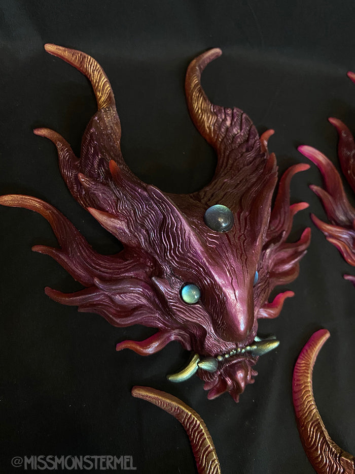 PANOPTES BEAST WALL SCULPTURE- REDS/PURPLES