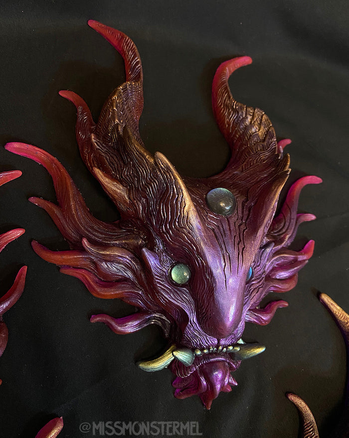 PANOPTES BEAST WALL SCULPTURE- REDS/PURPLES