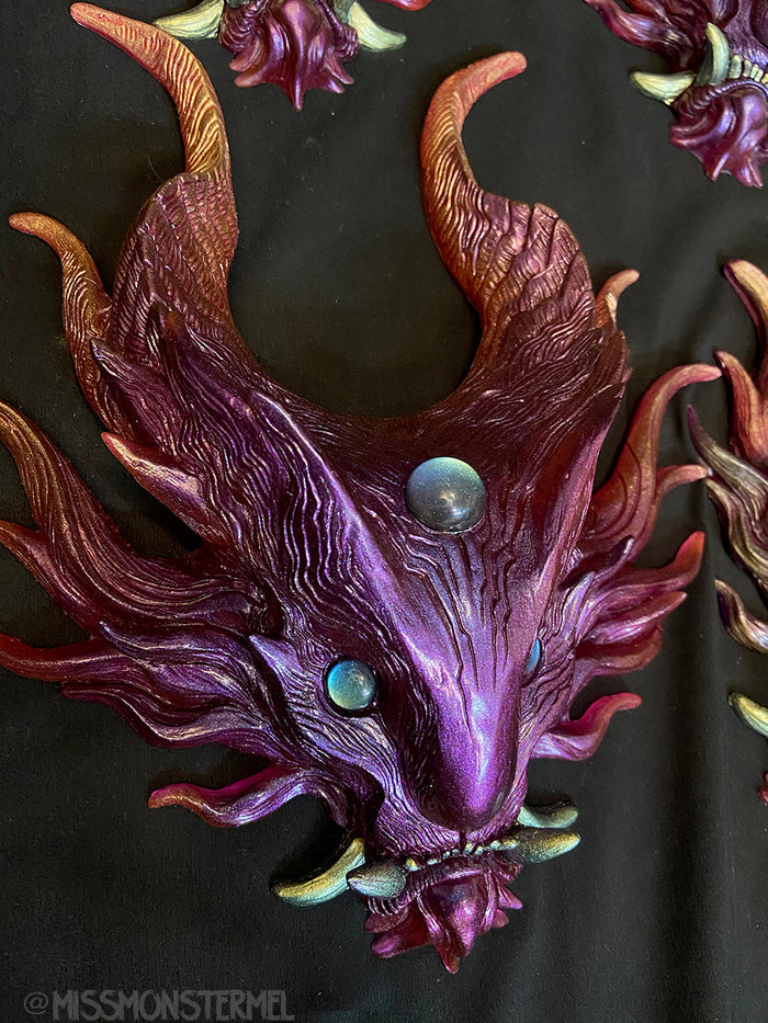 PANOPTES BEAST WALL SCULPTURE- REDS/PURPLES