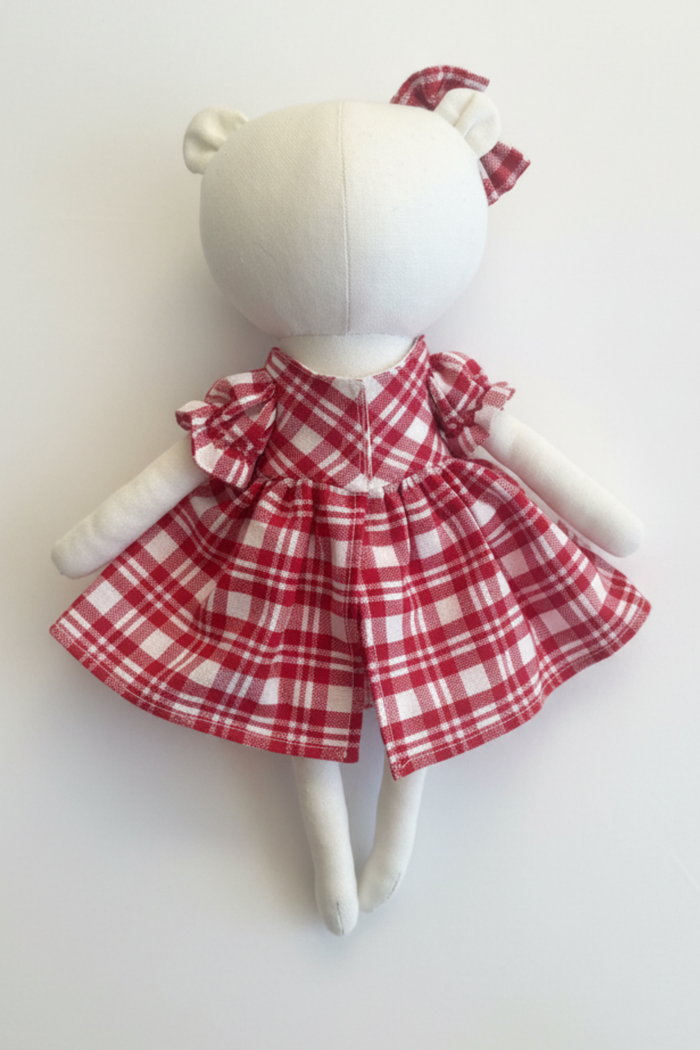Patricia the Polar Bear - Red Plaid Dress