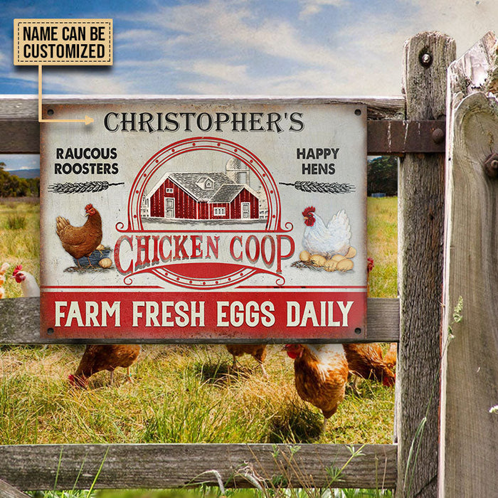 Personalized Chicken Coop Farm Fresh Eggs Customized Classic Metal Signs-CUSTOMOMO