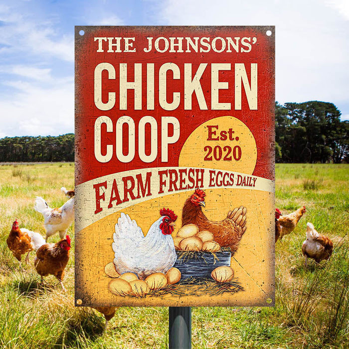 Personalized Chicken Coop Fresh Eggs Customized Classic Metal Signs-CUSTOMOMO