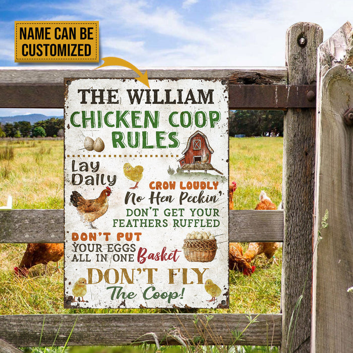Personalized Chicken Coop Rules Customized Classic Metal Signs-CUSTOMOMO