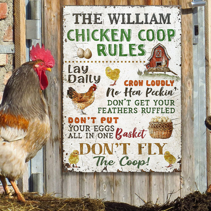 Personalized Chicken Coop Rules Customized Classic Metal Signs-CUSTOMOMO