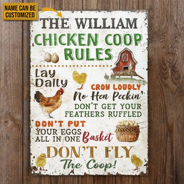 Personalized Chicken Coop Rules Customized Classic Metal Signs-CUSTOMOMO