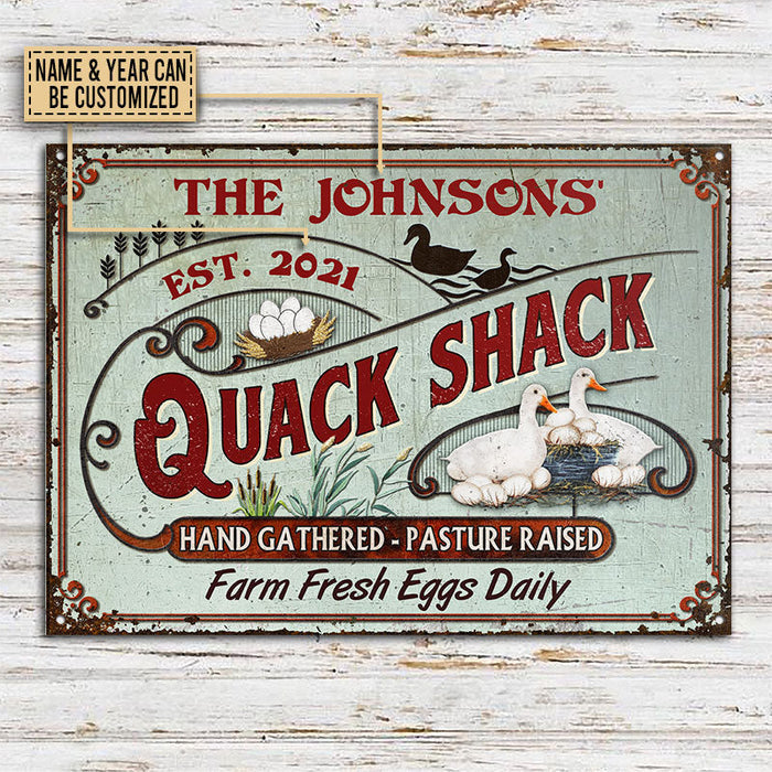 Personalized Duck Quack Shack Pasture Raised Custom Classic Metal Signs-CUSTOMOMO