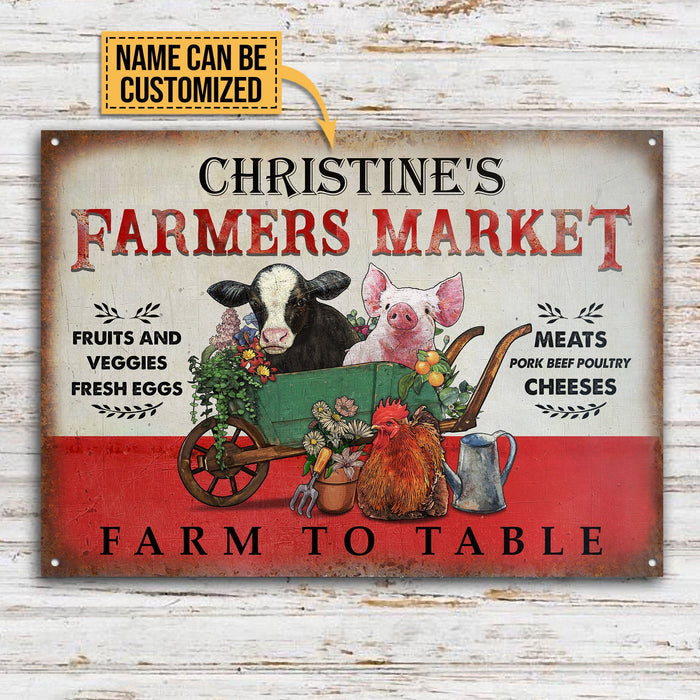 Personalized Farmers Market Farm To Table Customized Classic Metal Signs-CUSTOMOMO