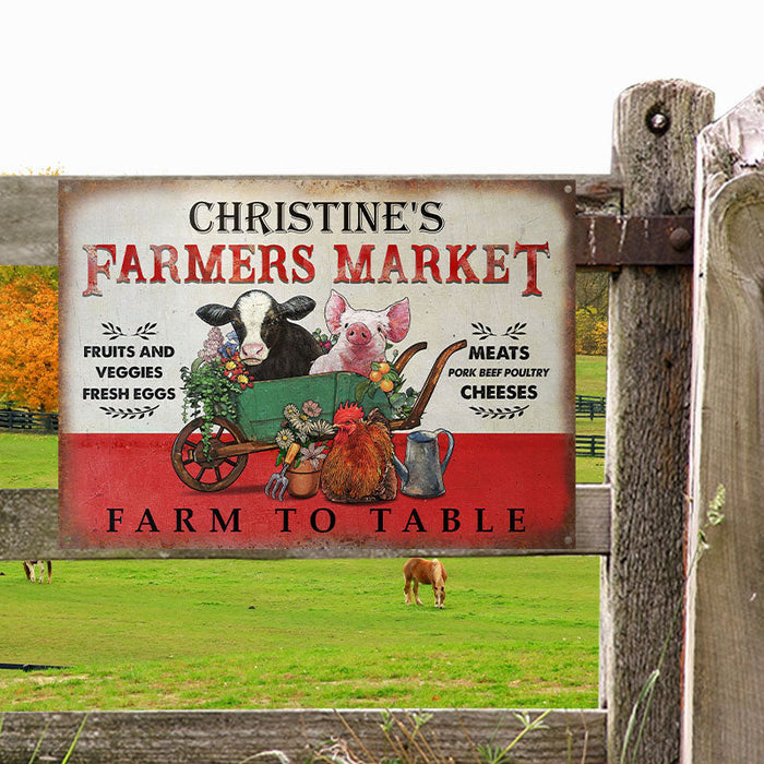 Personalized Farmers Market Farm To Table Customized Classic Metal Signs-CUSTOMOMO