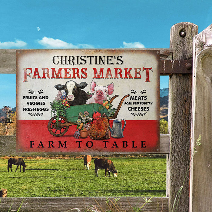 Personalized Farmers Market Farm To Table Customized Classic Metal Signs-CUSTOMOMO