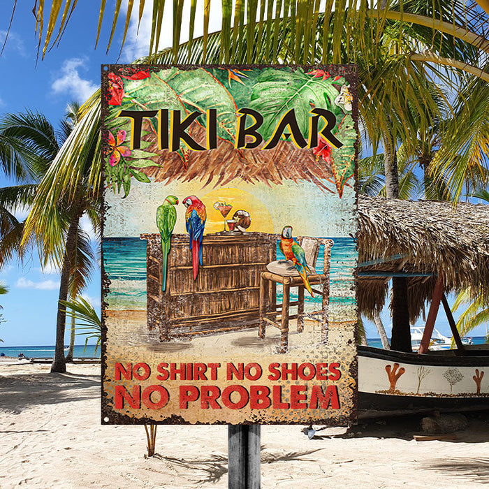 Personalized Tiki Bar Parrot Drinking Customized Classic Metal Signs-CUSTOMOMO