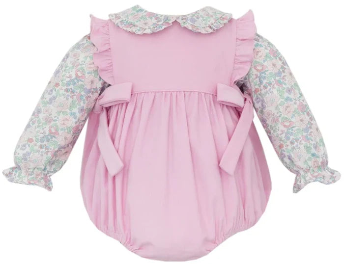 Petit Bebe Pink Corduroy Bubble w/ Liberty Print Blouse
