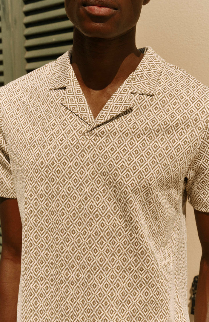 Piero Slim Geo Polo in Beige