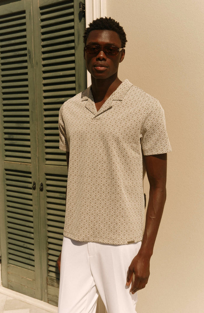 Piero Slim Geo Polo in Beige