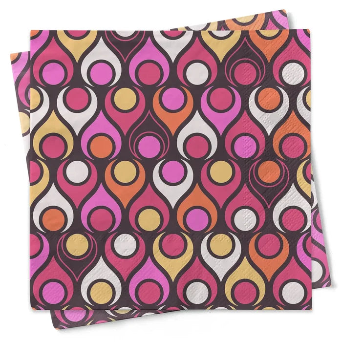 Pink and Orange Mod Print Cocktail Napkins