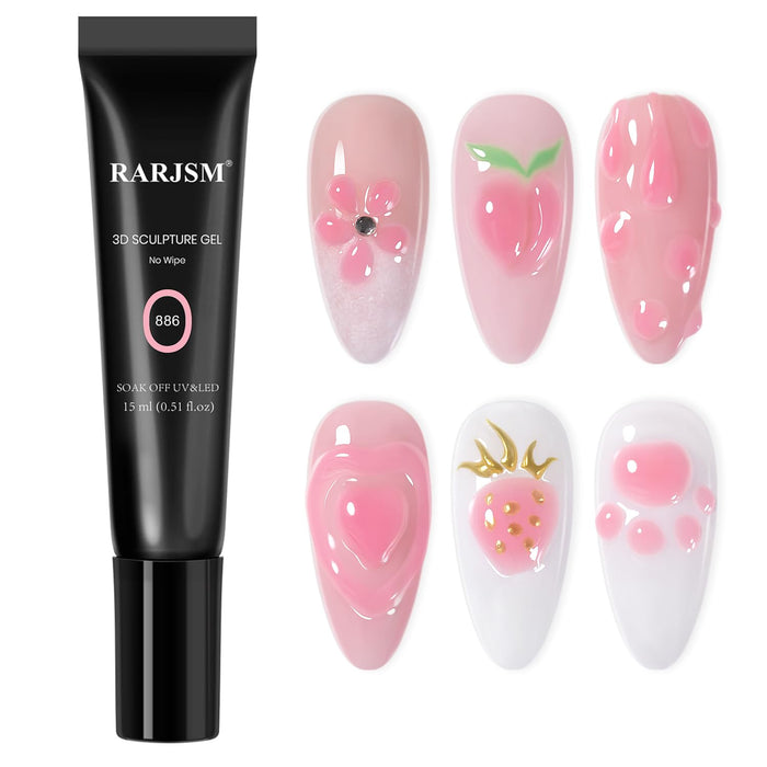 Pink No-Wipe 3D Sculpting Gel for Nail Art Designs