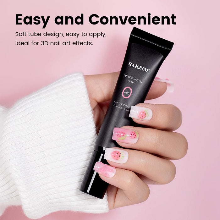Pink No-Wipe 3D Sculpting Gel for Nail Art Designs