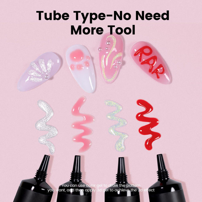Pink No-Wipe 3D Sculpting Gel for Nail Art Designs