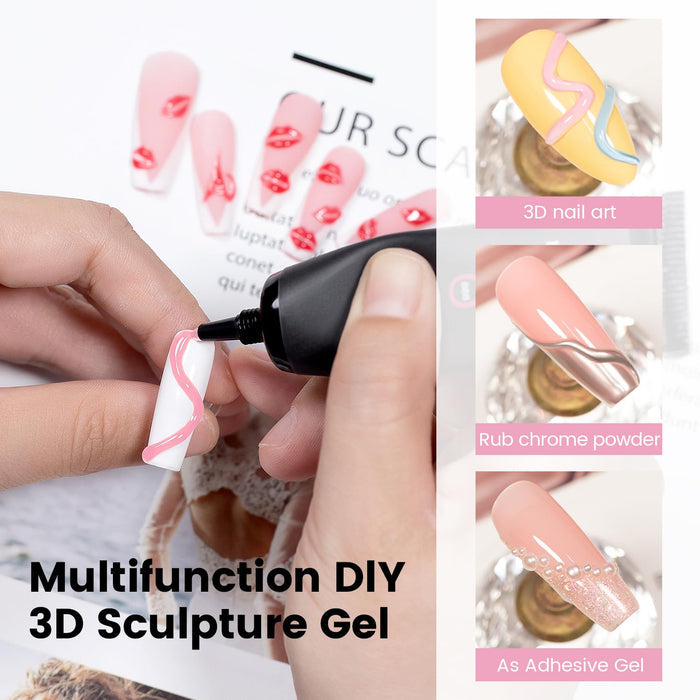 Pink No-Wipe 3D Sculpting Gel for Nail Art Designs