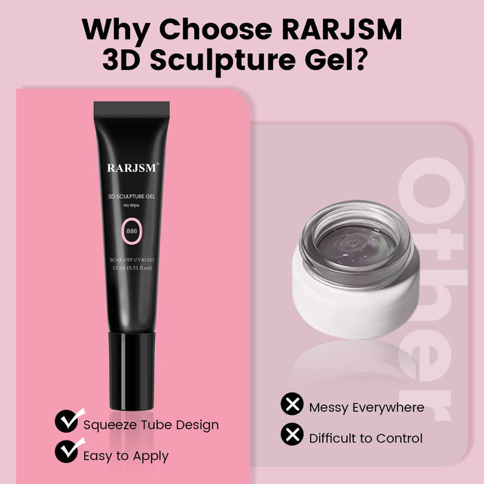 Pink No-Wipe 3D Sculpting Gel for Nail Art Designs