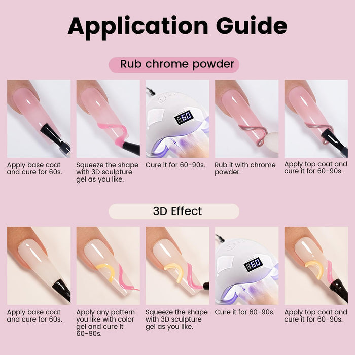 Pink No-Wipe 3D Sculpting Gel for Nail Art Designs