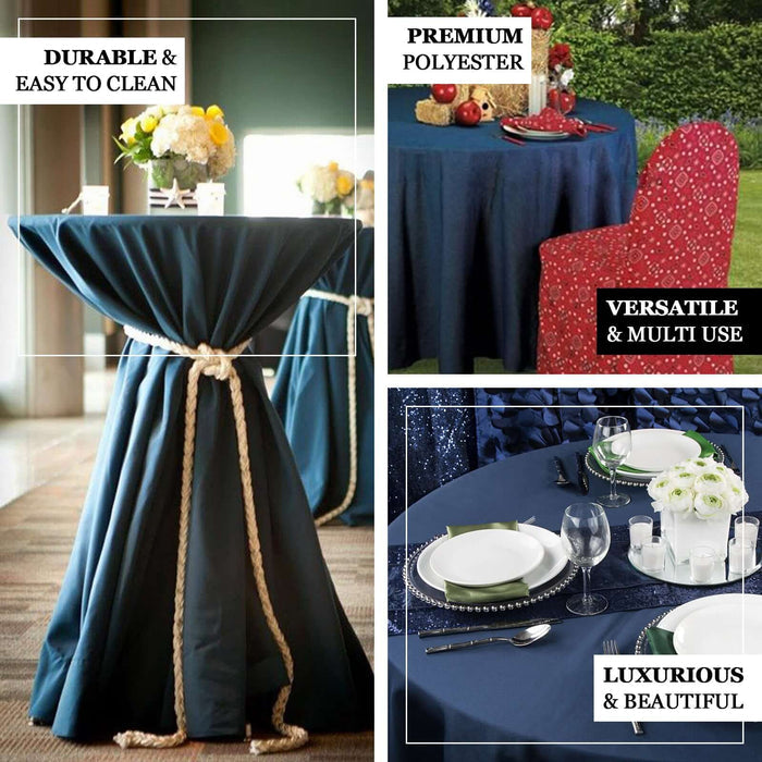 Elegant navy tablecloth for versatile and stylish dining settings.