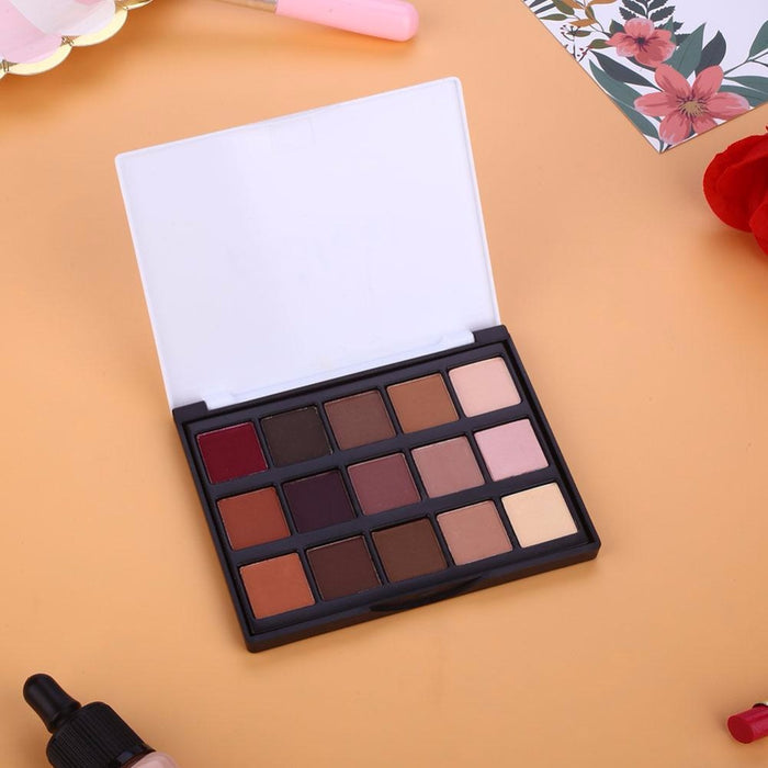 Popfeel Eyeshadow Palette Set Mini Makeup 15-Colors Matte Makeup Case Female Lady
