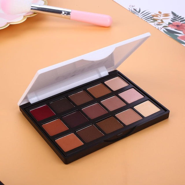 Popfeel Eyeshadow Palette Set Mini Makeup 15-Colors Matte Makeup Case Female Lady