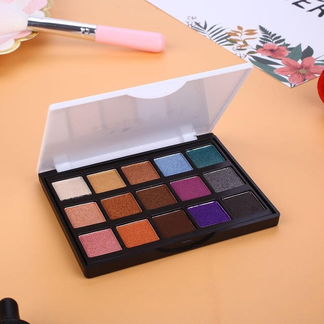 Popfeel Eyeshadow Palette Set Mini Makeup 15-Colors Matte Makeup Case Female Lady