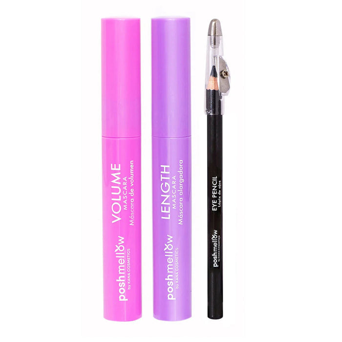 Posh Mellow Pamper Me Pretty Mascara Duo & Eye Pencil Set 3pcs - ikatehouse