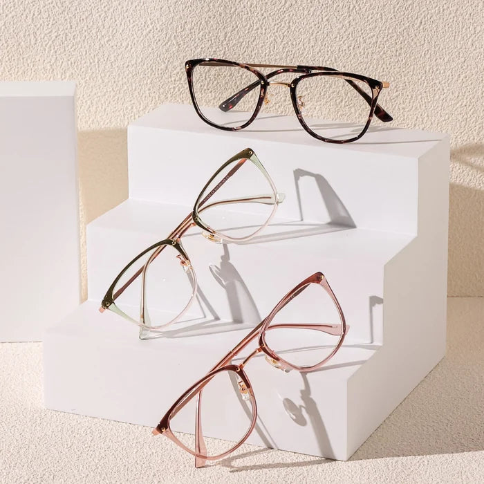 EyeCandys prescription reading glasses with blue light blocking feature, designed to reduce eye strain and improve focus. Stylish, comfortable, and perfect for daily wear, these glasses offer protection against digital screens and harmful blue light. Ideal for readers, gamers, and professionals. Available in various modern frames and prescription options.