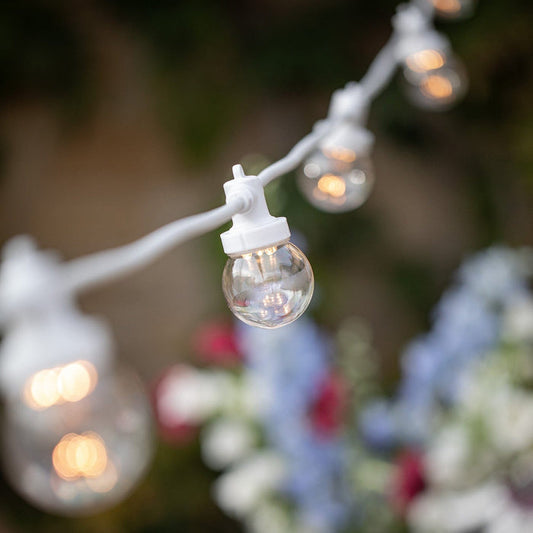 Pro Connect 25m 50 Warm White Connectable Festoon Lights Clear Cap White Cable