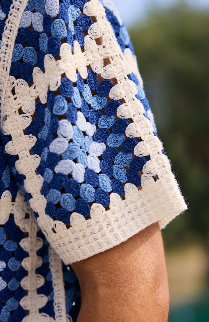 Quadro Crochet Shirt in Blue