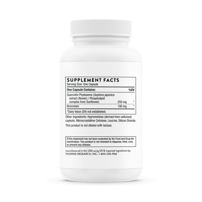 Quercenase Thorne Research ingredients sophora japonica extract sophora japonica complex from sunflower, bromelain