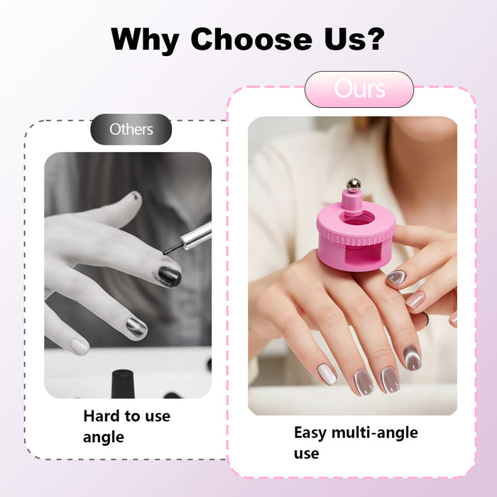 RARJSM 360° Rotating Cat Eye Magnet - Pink Glass Bead Effect Magnetic Wand for Cat Eye Gel Polish