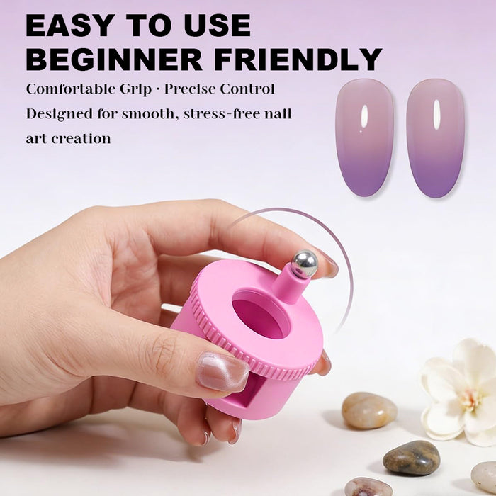 RARJSM 360° Rotating Cat Eye Magnet - Pink Glass Bead Effect Magnetic Wand for Cat Eye Gel Polish