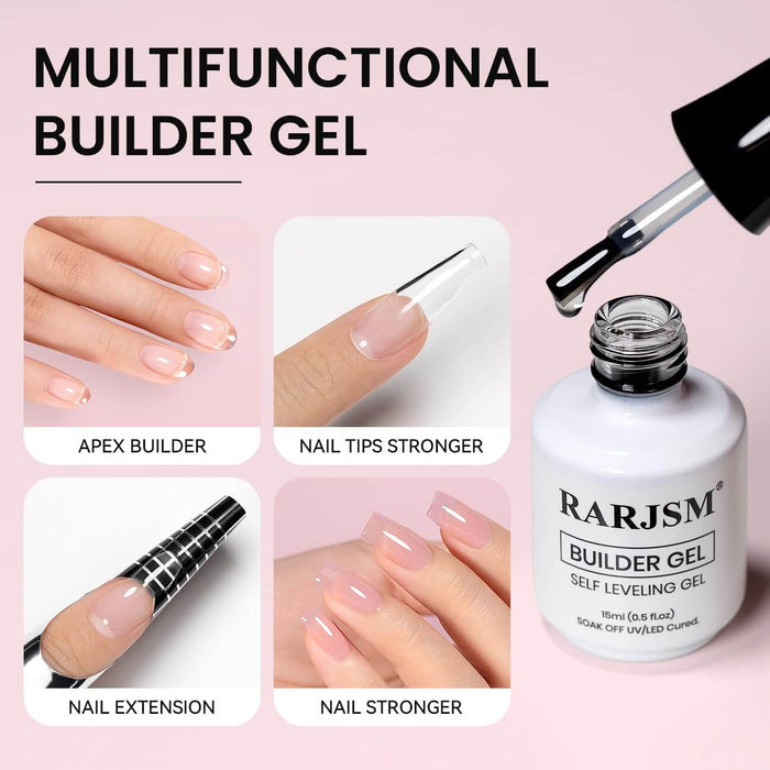 RARJSM Clear Builder Gel Polish for Nails Self Leveling