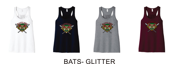 Rattlers Flowy Tank- 3 designs- Matte or Glitter
