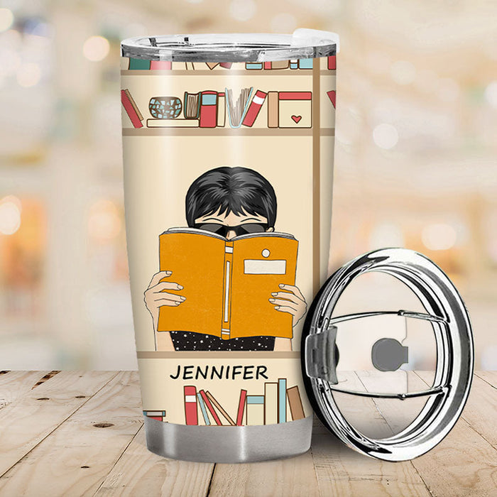 Reading Just A Girl In Love With Books And Cats - Personalized Custom Tumbler