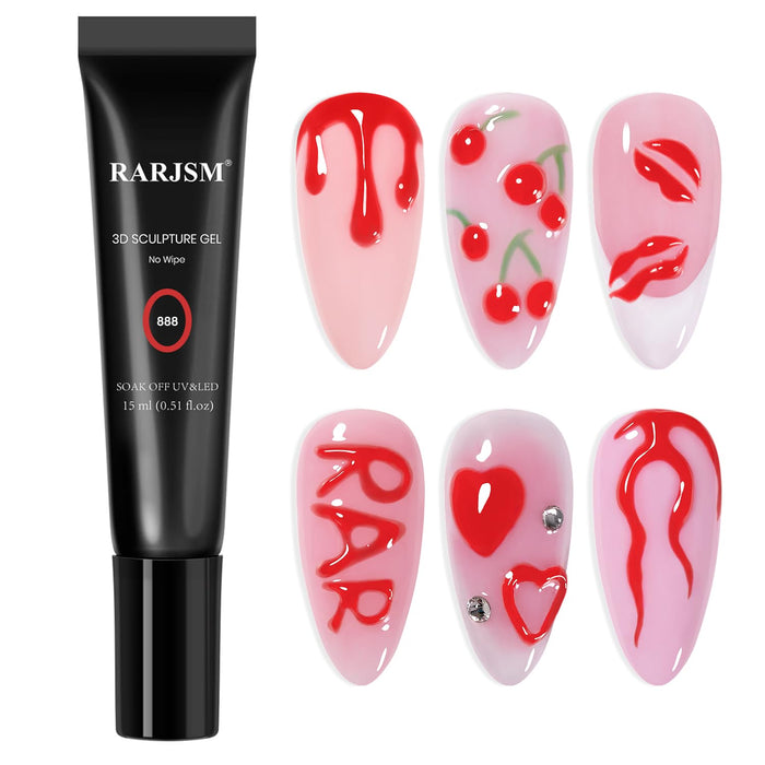 Red No-Wipe 3D Sculpting Gel TPO HEMA Free Nail Art Designs
