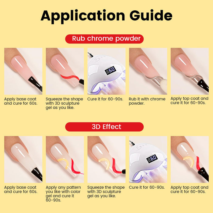 3D Embossed Gel Nail Art Easy Application Soft Tube