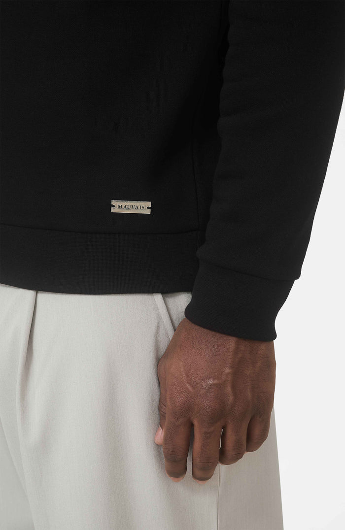 Ricamo Regular Logo Crew Sweatshirt in Black