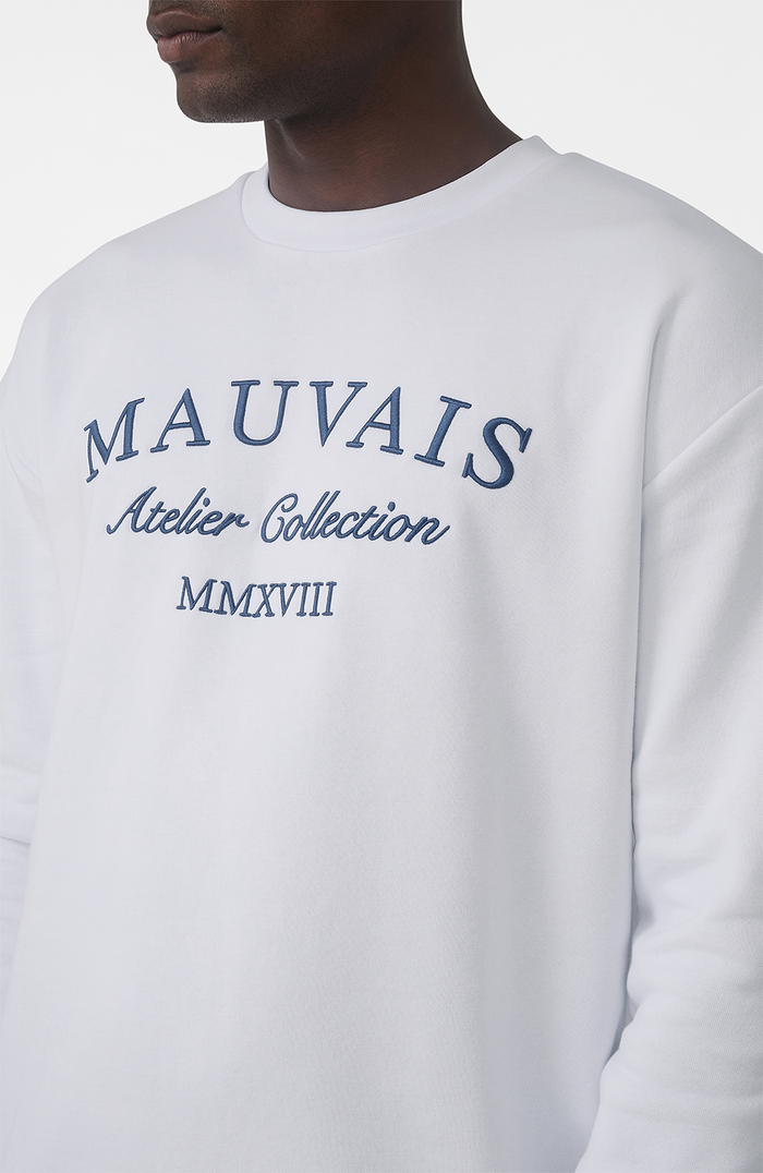 Ricamo Regular Logo Crew Sweatshirt in White