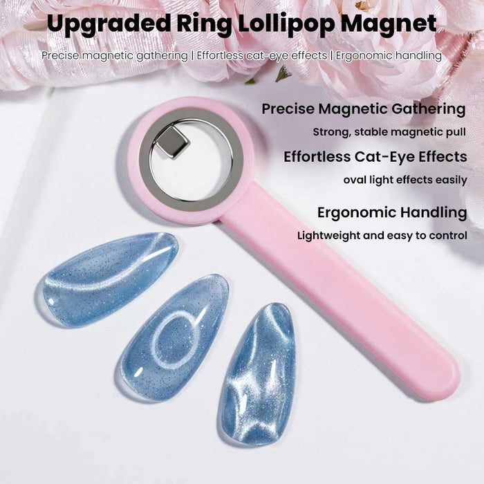 Ring Lollipop Cat Eye Magnet - Pink Circular Magnetic Wand for Cat Eye Gel Polish