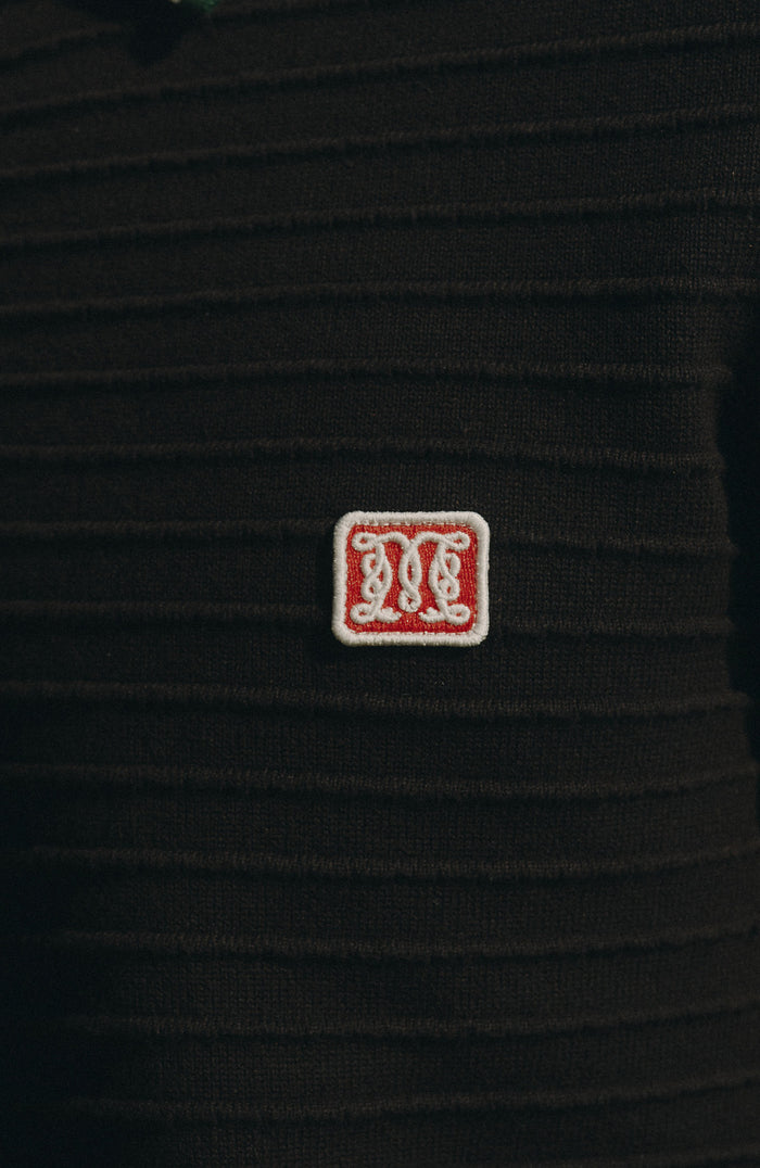 Riviera Knit Rib Polo in Black