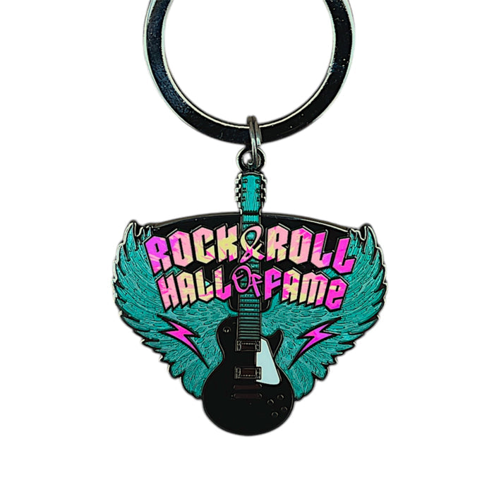 ROCK HALL IRIDESCENT WINGED GUITAR KEYRING