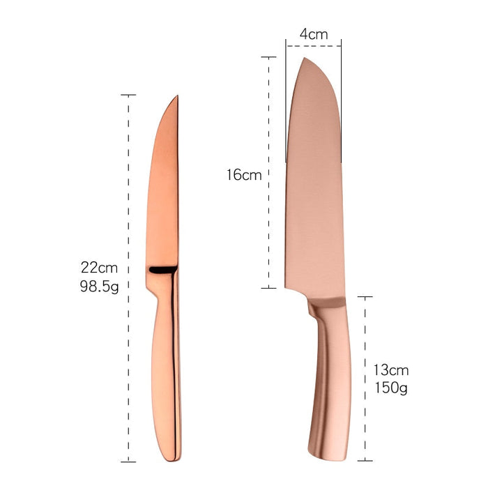 Rose Gold Kitchen Knives Set