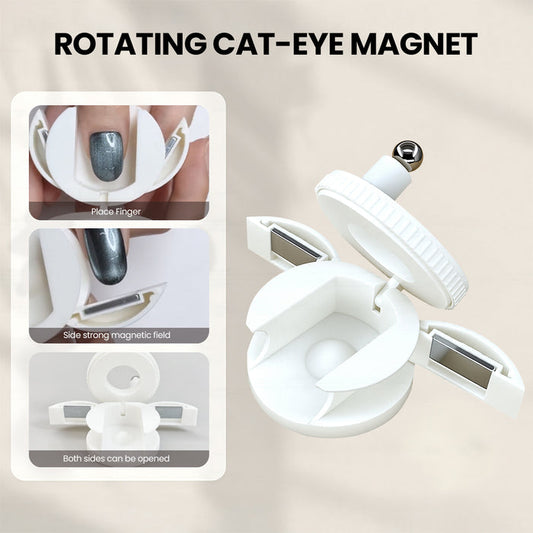 Rotating Cat Eye Magnet - White Openable Ring Design Glass Bead Effect Magnetic Wand for Cat Eye Gel Polish